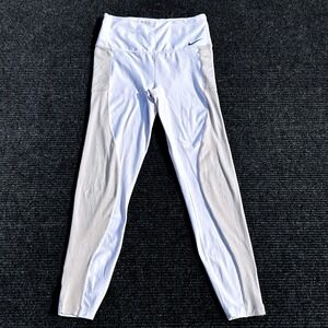 Nike Dri-FIT Leggings Size Medium White Gray‎ Colorblock Cropped Ankle Womens